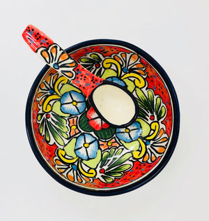 Open image in slideshow, Talavera Molcajete Serving Bowl W/ Spoon

